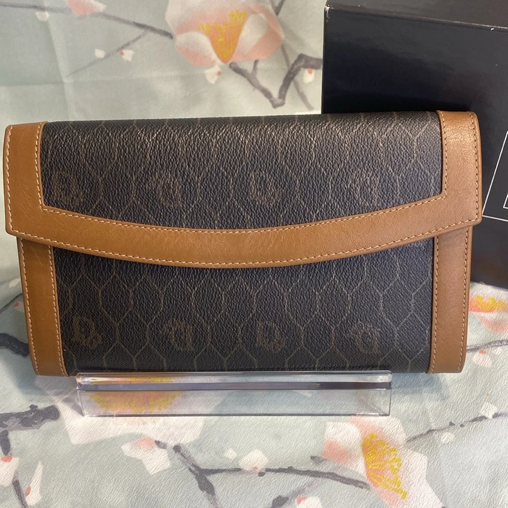 Christian Dior Vintage Honeycomb Bifold Long Wallet